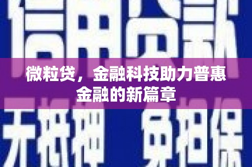 衡阳微粒贷，金融科技助力普惠金融的新篇章