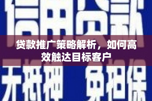 遂昌贷款推广策略解析，如何高效触达目标客户