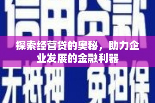 三元探索经营贷的奥秘，助力企业发展的金融利器